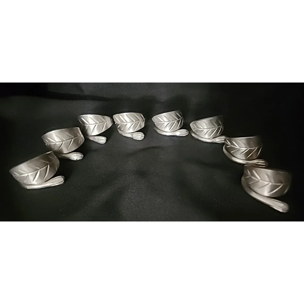 Silver Pewter Metal Leaf Wrap‎ Napkin Rings Set Of 8 Kemp & Beatley?
